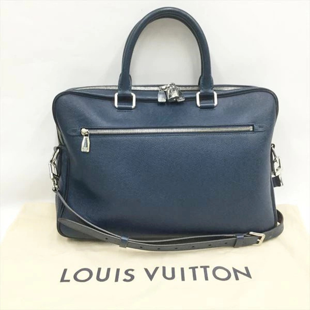 Louis Vuitton Taiga Porte Documents Business Bag Navy Blue